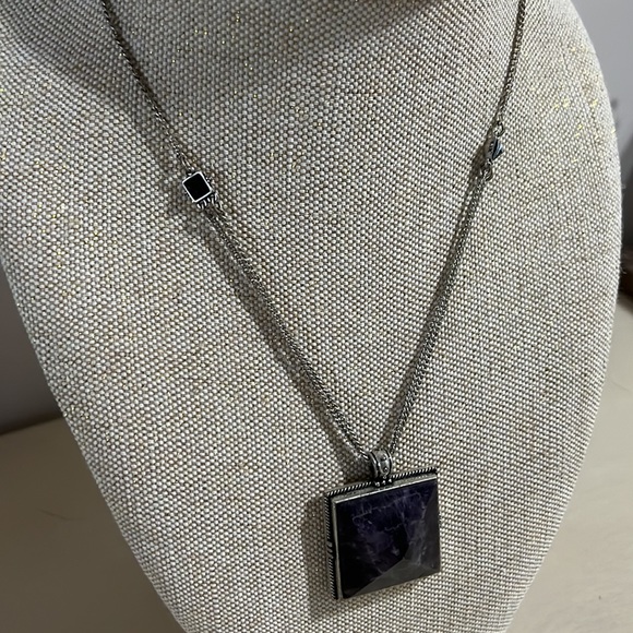 Lucky Brand Silver chain necklace with purple stone - Picture 3 of 9